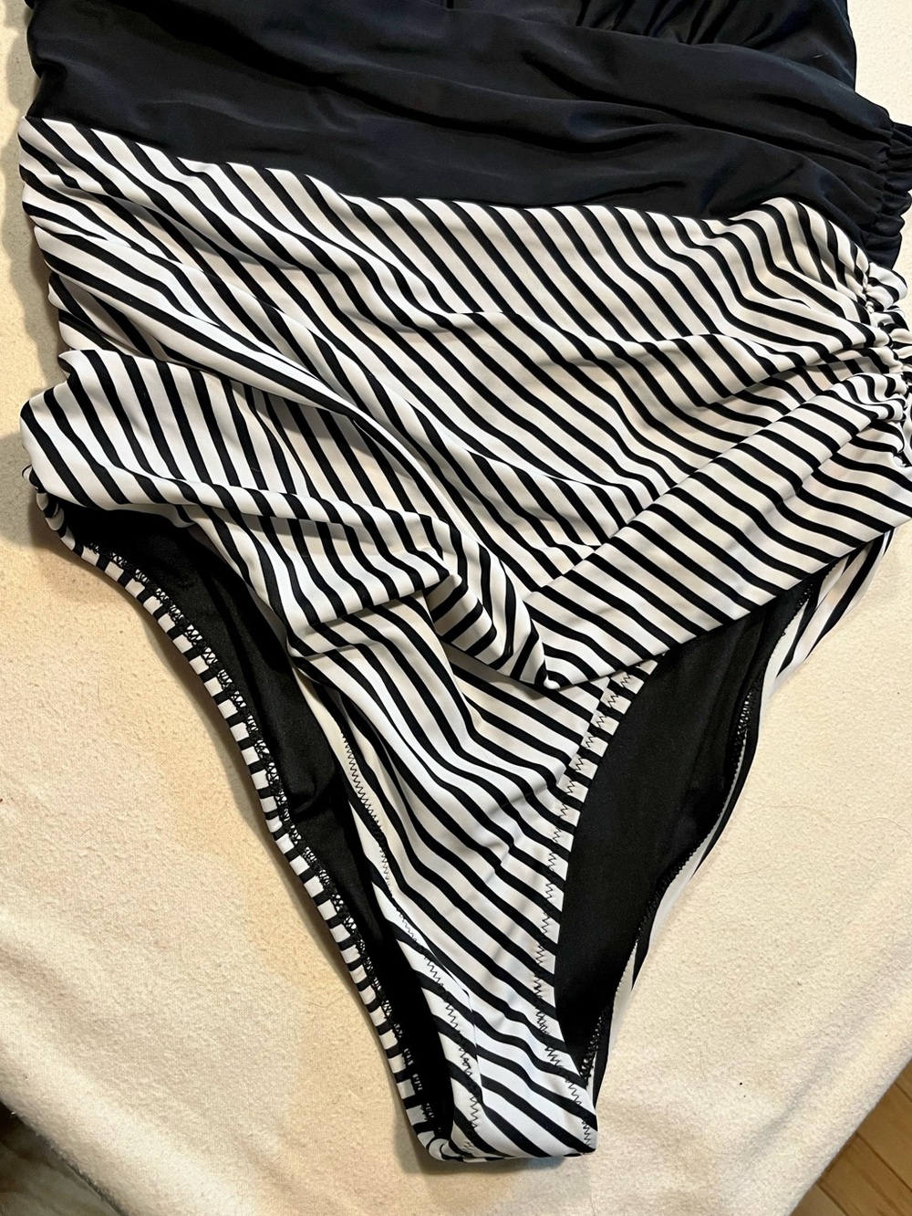 Hydrogen Reversible Swimsuit with Black and White Striped Trim - Picture 3 of 5